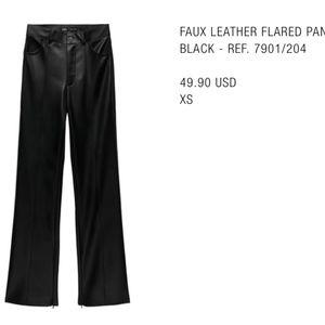 ZARA faux leather flared pant NWT